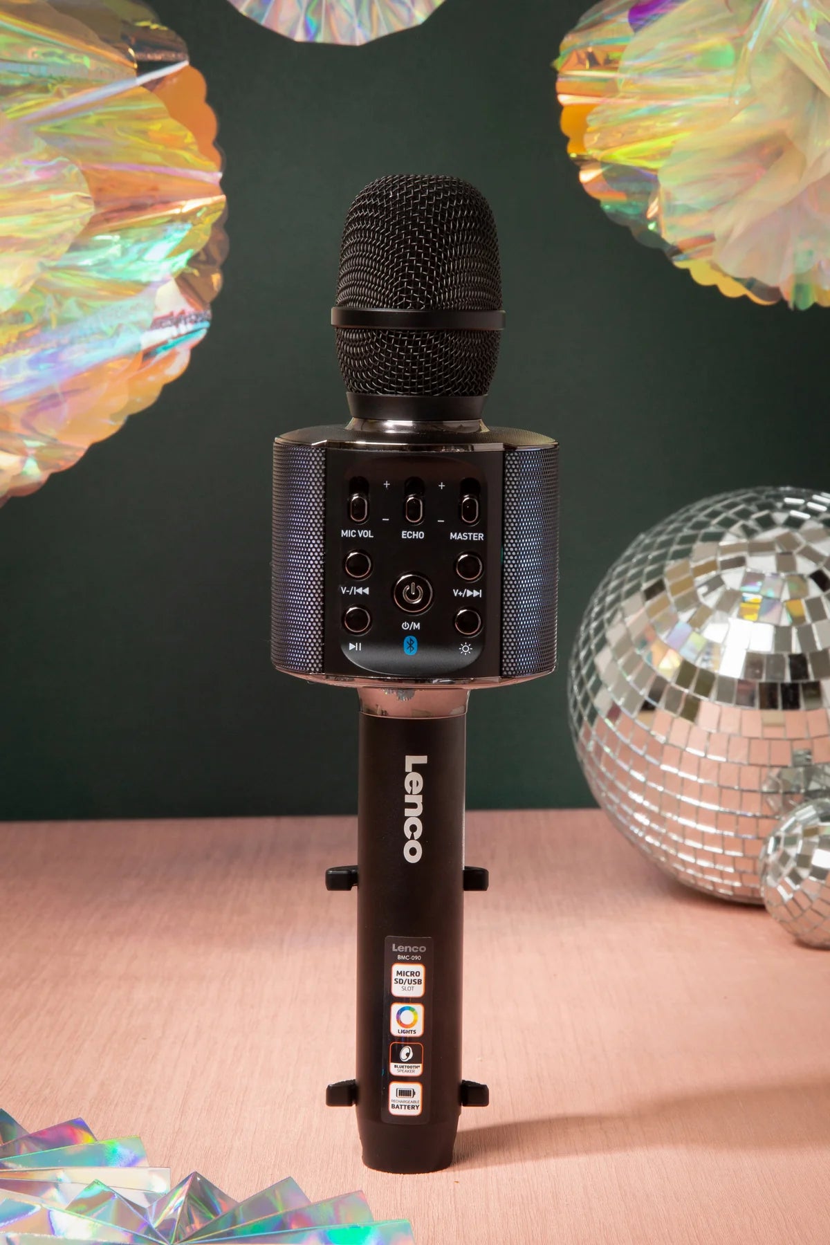 Lenco BMC-090BK karaokemikrofoni, musta