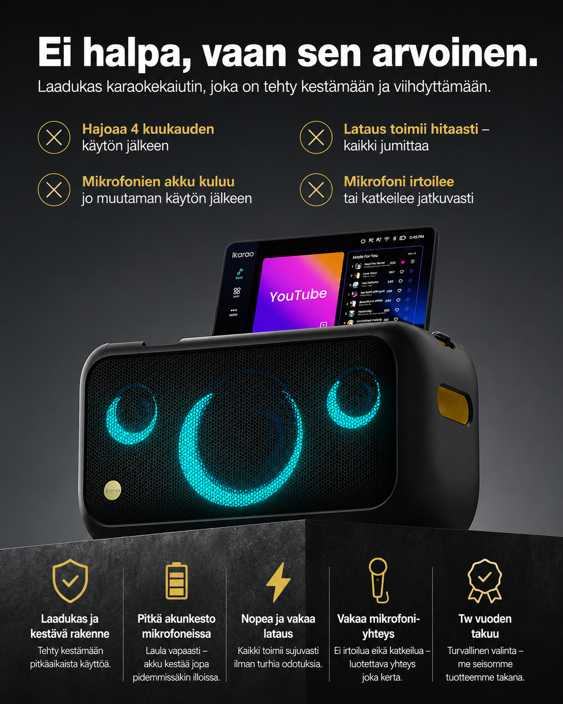 Ikarao Break X1 kannettava karaokekaiutin