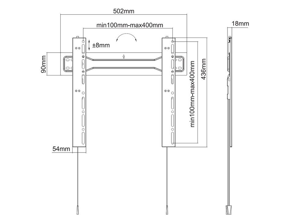 Multibrackets Seinäkiinnike 32-55" Televisioille - Kiinteä Malli