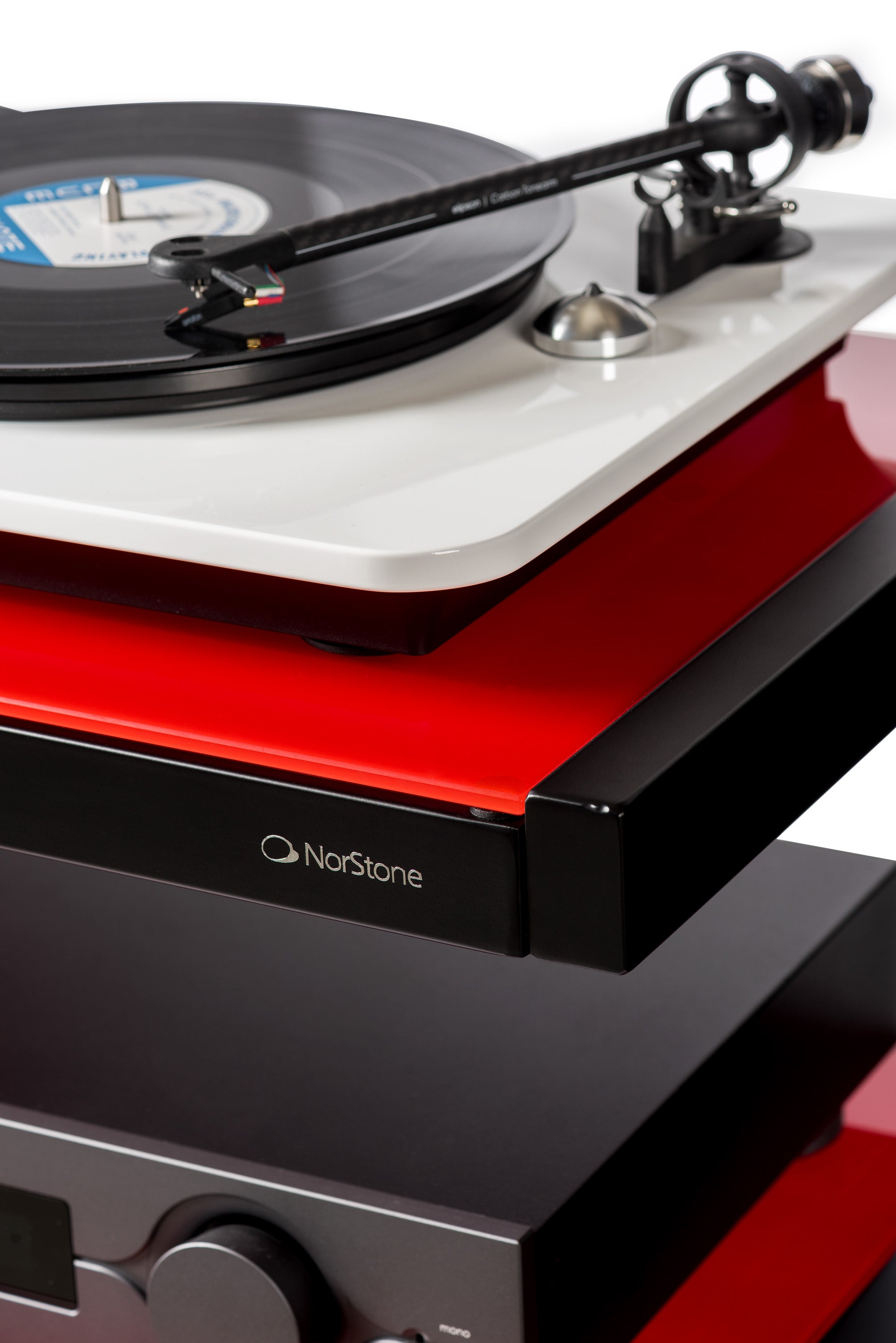 Norstone ESSE HIFI FURNITURE BLACK SATIN/RED GLASS