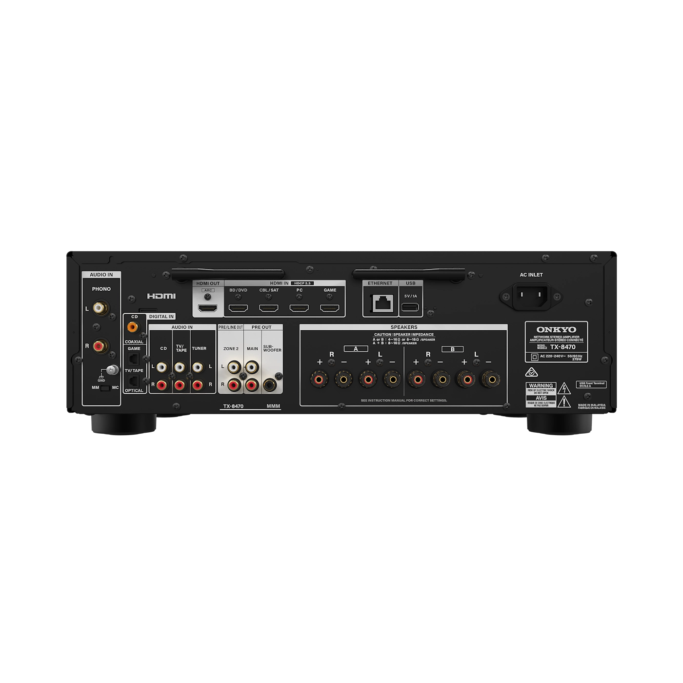 Onkyo TX-8470 – Hi-Fi-verkkosvahvistin HDMI ARC -tuella
