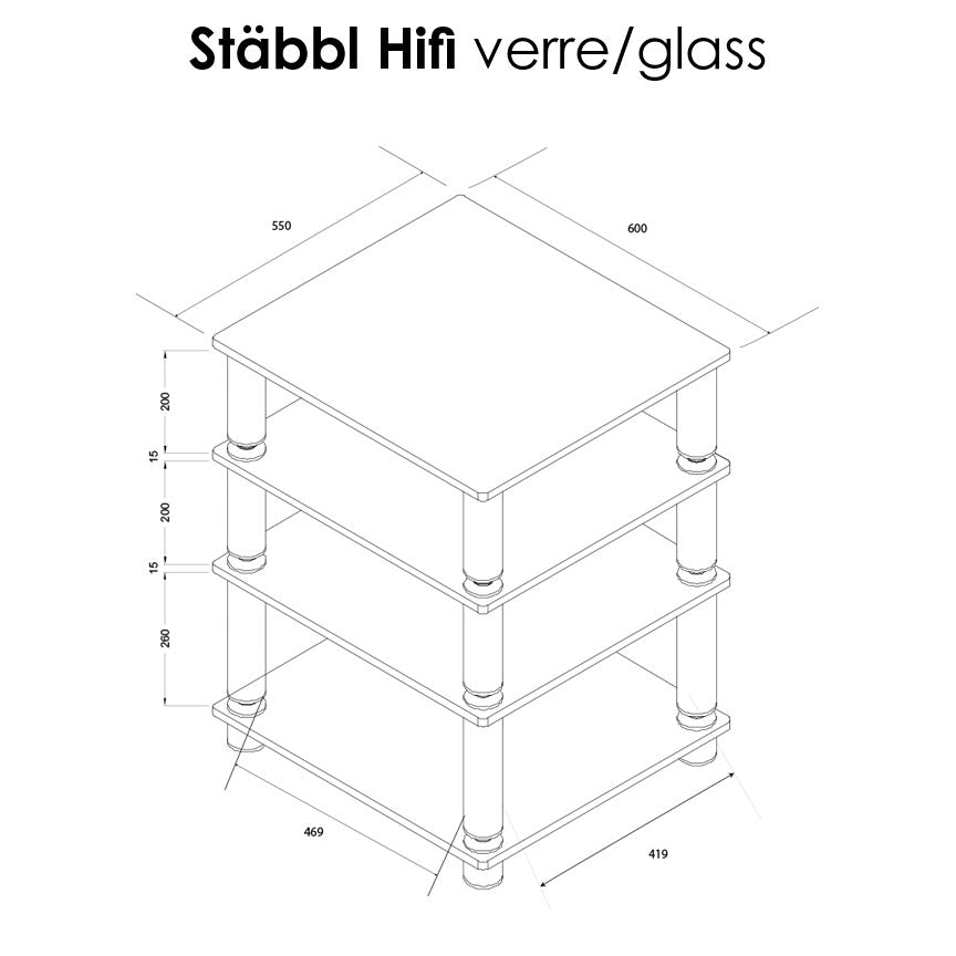Norstone STABBL HIFI BLACK SATIN 600mm