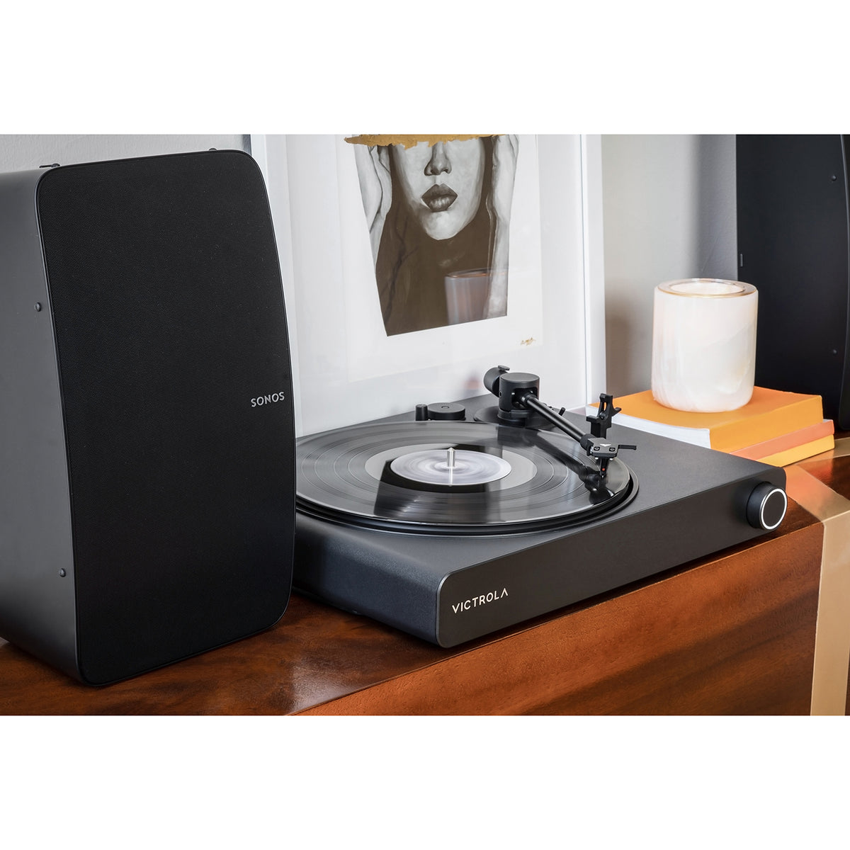 Victrola Stream Onyx Vinyylisoitin - Sonos-yhteensopiva levysoitin moderniin kotiin