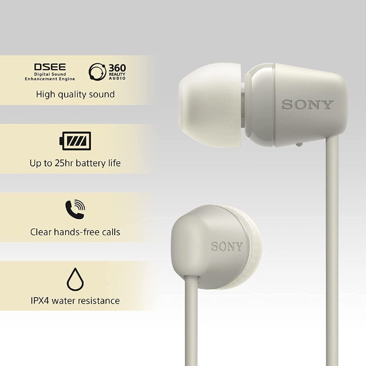 Sony WI-C100 Bluetooth-nappikuulokkeet – Langaton vapaus arkeen, pitkä akunkesto