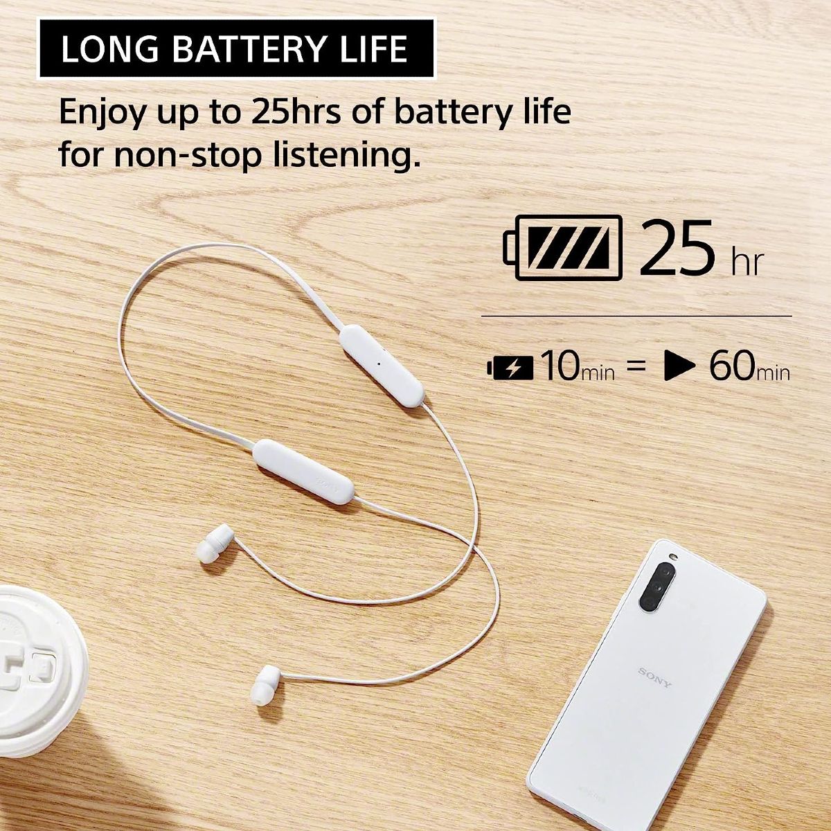 Sony WI-C100 Bluetooth-nappikuulokkeet – Langaton vapaus arkeen, pitkä akunkesto