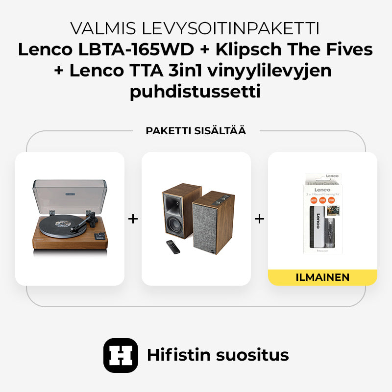 Valmis levysoitinpaketti: Lenco LBTA-165WD + Klipsch The Fives + Lenco TTA 3in1