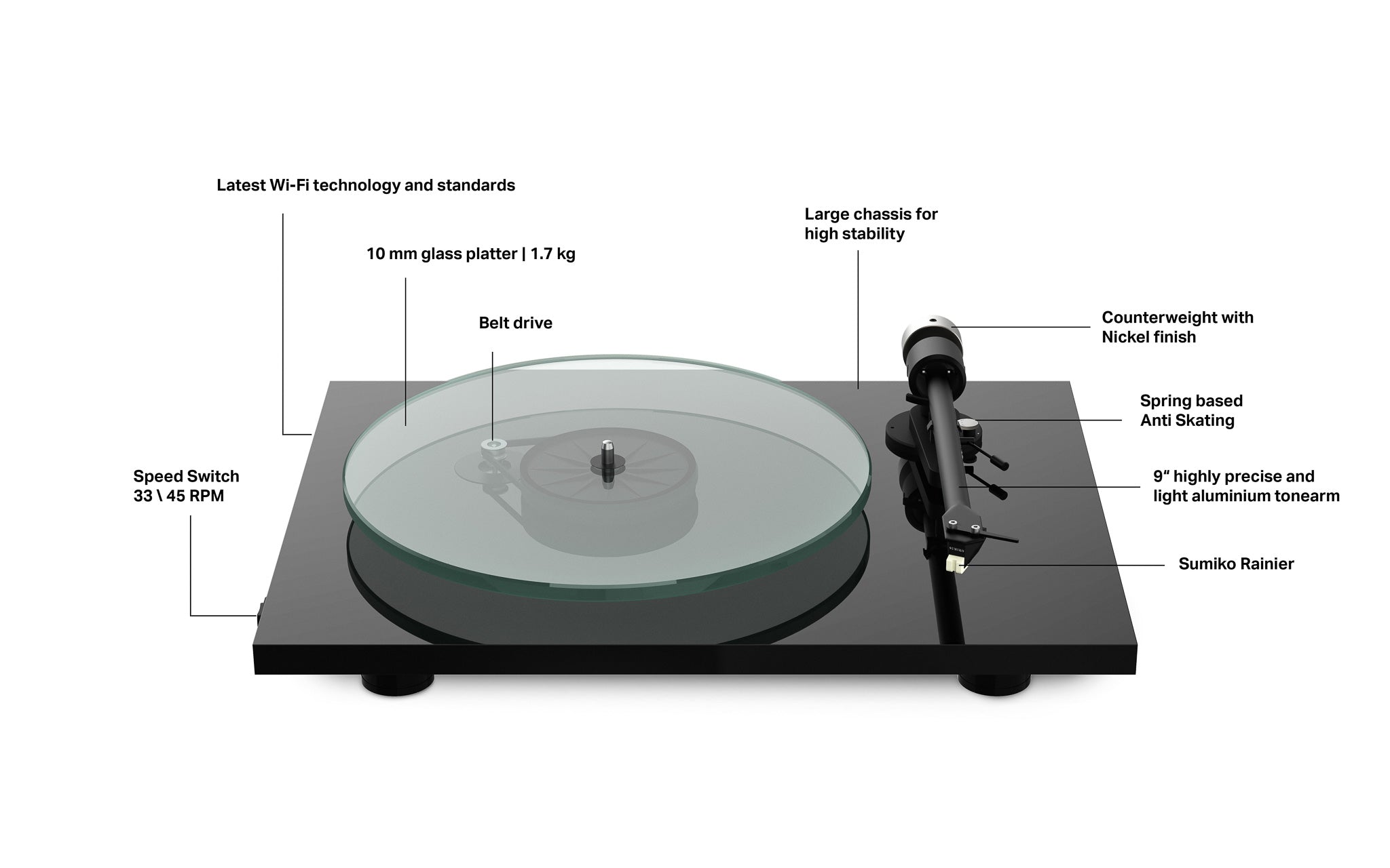 Pro-Ject T2 W Vinyylisoitin Langattomaan äänentoistoon